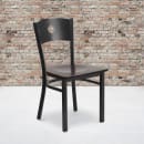 Flash Furniture XU-DG-60119-CIR-WALW-GG Restaurant Chair w/ Circle Cutout Back & Walnut Wood Seat - Steel Frame, Black thumbnail 5
