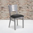 Flash Furniture XU-DG-60401-BLKV-GG Restaurant Chair w/ Slat Back & Black Vinyl Seat - Steel Frame, Silver thumbnail 9
