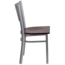 Flash Furniture XU-DG-60401-MAHW-GG Restaurant Chair w/ Slat Back & Mahogany Wood Seat - Steel Frame, Silver thumbnail 2