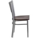 Flash Furniture XU-DG-60401-WALW-GG Restaurant Chair w/ Slat Back & Walnut Wood Seat - Steel Frame, Silver thumbnail 2