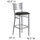 Flash Furniture XU-DG-60402-BAR-BLKV-GG Bar Stool w/ Metal Slat Back & Black Vinyl Seat, Silver thumbnail 2