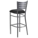 Flash Furniture XU-DG-60402-BAR-BLKV-GG Bar Stool w/ Metal Slat Back & Black Vinyl Seat, Silver thumbnail 4