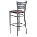 Flash Furniture XU-DG-60402-BAR-MAHW-GG Bar Stool w/ Metal Slat Back & Mahogany Wood Seat, Silver thumbnail 3