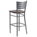 Flash Furniture XU-DG-60402-BAR-WALW-GG Bar Stool w/ Metal Slat Back & Walnut Wood Seat, Silver thumbnail 3