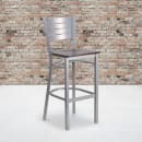 Flash Furniture XU-DG-60402-BAR-WALW-GG Bar Stool w/ Metal Slat Back & Walnut Wood Seat, Silver thumbnail 5