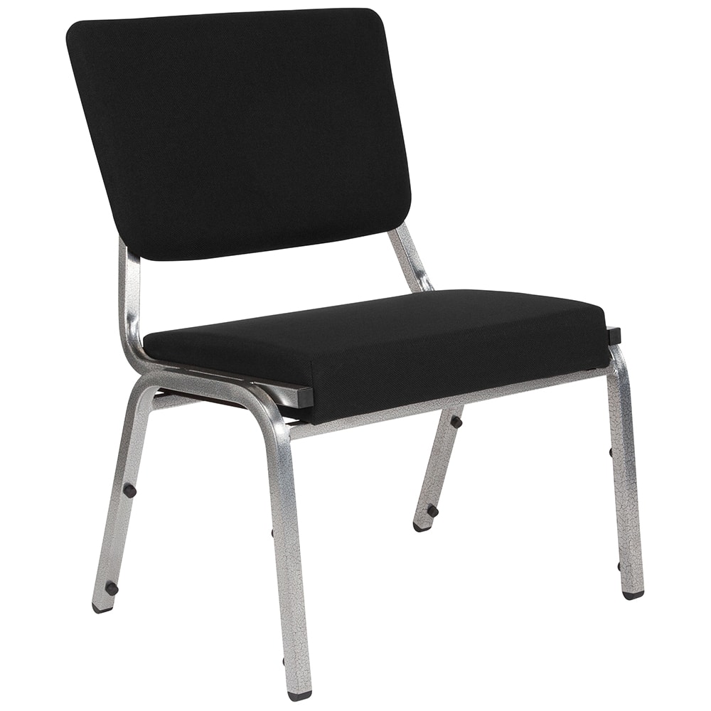 Flash Furniture XU-DG-60442-660-2-BK-GG Stacking Bariatric Chair w/ Black Fabric Back & Seat - Steel Frame, Silver Vein
