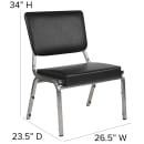 Flash Furniture XU-DG-60442-660-2-BV-GG Stacking Bariatric Chair w/ Black Vinyl Back & Seat - Steel Frame, Silver Vein thumbnail 2
