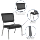 Flash Furniture XU-DG-60442-660-2-BV-GG Stacking Bariatric Chair w/ Black Vinyl Back & Seat - Steel Frame, Silver Vein thumbnail 3