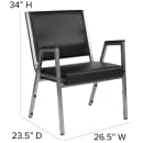 Flash Furniture XU-DG-60443-670-1-BK-VY-GG Stacking Bariatric Arm Chair w/ Black Vinyl Back & Seat - Steel Frame, Silver Vein thumbnail 2