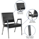 Flash Furniture XU-DG-60443-670-1-BK-VY-GG Stacking Bariatric Arm Chair w/ Black Vinyl Back & Seat - Steel Frame, Silver Vein thumbnail 3