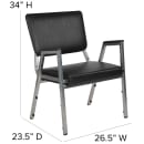 Flash Furniture XU-DG-60443-670-2-BV-GG Stacking Bariatric Arm Chair w/ Black Vinyl Back & Seat - Steel Frame, Silver Vein thumbnail 2