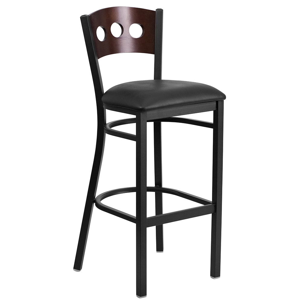 Flash Furniture XU-DG-60516-WAL-BAR-BLKV-GG Bar Stool w/ Walnut Wood Back & Black Vinyl Seat, Black