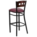 Flash Furniture XU-DG-60516-WAL-BAR-BURV-GG Bar Stool w/ Walnut Wood Back & Burgundy Vinyl Seat, Black thumbnail 3