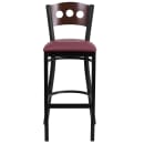 Flash Furniture XU-DG-60516-WAL-BAR-BURV-GG Bar Stool w/ Walnut Wood Back & Burgundy Vinyl Seat, Black thumbnail 4