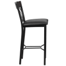 Flash Furniture XU-DG-60618B-WAL-BLKV-GG Bar Stool w/ Walnut Wood Vertical Slat Back & Black Vinyl Seat, Black thumbnail 2