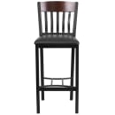 Flash Furniture XU-DG-60618B-WAL-BLKV-GG Bar Stool w/ Walnut Wood Vertical Slat Back & Black Vinyl Seat, Black thumbnail 4