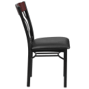 Flash Furniture XU-DG-60618-MAH-BLKV-GG Restaurant Chair w/ Mahogany Wood Slat Back & Black Vinyl Seat - Steel Frame, Black thumbnail 2