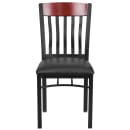 Flash Furniture XU-DG-60618-MAH-BLKV-GG Restaurant Chair w/ Mahogany Wood Slat Back & Black Vinyl Seat - Steel Frame, Black thumbnail 4
