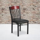 Flash Furniture XU-DG-60618-MAH-BLKV-GG Restaurant Chair w/ Mahogany Wood Slat Back & Black Vinyl Seat - Steel Frame, Black thumbnail 5