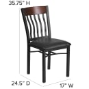 Flash Furniture XU-DG-60618-WAL-BLKV-GG Restaurant Chair w/ Walnut Wood Slat Back & Black Vinyl Seat - Steel Frame, Black thumbnail 2