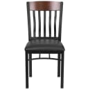 Flash Furniture XU-DG-60618-WAL-BLKV-GG Restaurant Chair w/ Walnut Wood Slat Back & Black Vinyl Seat - Steel Frame, Black thumbnail 5