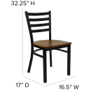 Flash Furniture XU-DG694BLAD-CHYW-GG Restaurant Chair w/ Ladder Back & Cherry Wood Seat - Steel Frame, Black thumbnail 2