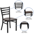 Flash Furniture XU-DG694BLAD-MAHW-GG Restaurant Chair w/ Ladder Back & Mahogany Wood Seat - Steel Frame, Black thumbnail 3