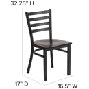 Flash Furniture XU-DG694BLAD-WALW-GG Restaurant Chair w/ Ladder Back & Walnut Wood Seat - Steel Frame, Black thumbnail 2