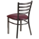 Flash Furniture XU-DG694BLAD-CLR-BURV-GG Restaurant Chair w/ Ladder Back & Burgundy Vinyl Seat - Steel Frame, Silver thumbnail 3