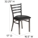 Flash Furniture XU-DG694BLAD-CLR-BLKV-GG Restaurant Chair w/ Ladder Back & Black Vinyl Seat - Steel Frame, Silver thumbnail 2