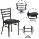 Flash Furniture XU-DG694BLAD-CLR-BLKV-GG Restaurant Chair w/ Ladder Back & Black Vinyl Seat - Steel Frame, Silver thumbnail 3