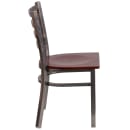 Flash Furniture XU-DG694BLAD-CLR-MAHW-GG Restaurant Chair w/ Ladder Back & Mahogany Wood Seat - Steel Frame, Silver thumbnail 2