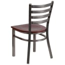 Flash Furniture XU-DG694BLAD-CLR-MAHW-GG Restaurant Chair w/ Ladder Back & Mahogany Wood Seat - Steel Frame, Silver thumbnail 3