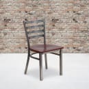 Flash Furniture XU-DG694BLAD-CLR-MAHW-GG Restaurant Chair w/ Ladder Back & Mahogany Wood Seat - Steel Frame, Silver thumbnail 5