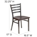Flash Furniture XU-DG694BLAD-CLR-WALW-GG Restaurant Chair w/ Ladder Back & Walnut Wood Seat - Steel Frame, Silver thumbnail 2