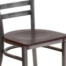 Flash Furniture XU-DG694BLAD-CLR-WALW-GG Restaurant Chair w/ Ladder Back & Walnut Wood Seat - Steel Frame, Silver thumbnail 7