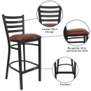 Flash Furniture XU-DG697BLAD-BAR-BURV-GG Bar Stool w/ Ladder Back & Burgundy Vinyl Seat, Black thumbnail 3