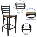 Flash Furniture XU-DG697BLAD-BAR-MAHW-GG Bar Stool w/ Ladder Back & Mahogany Wood Seat, Black thumbnail 3