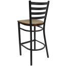 Flash Furniture XU-DG697BLAD-BAR-MAHW-GG Bar Stool w/ Ladder Back & Mahogany Wood Seat, Black thumbnail 4