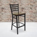 Flash Furniture XU-DG697BLAD-BAR-MAHW-GG Bar Stool w/ Ladder Back & Mahogany Wood Seat, Black thumbnail 9