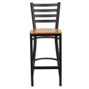 Flash Furniture XU-DG697BLAD-BAR-NATW-GG Bar Stool w/ Ladder Back & Natural Wood Seat, Black thumbnail 5