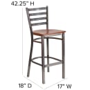 Flash Furniture XU-DG697BLAD-CLR-BAR-CHYW-GG Bar Stool w/ Ladder Back & Cherry Wood Seat, Clear Coat Steel thumbnail 2