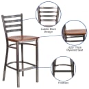 Flash Furniture XU-DG697BLAD-CLR-BAR-CHYW-GG Bar Stool w/ Ladder Back & Cherry Wood Seat, Clear Coat Steel thumbnail 3
