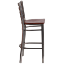 Flash Furniture XU-DG697BLAD-CLR-BAR-MAHW-GG Bar Stool w/ Ladder Back & Mahogany Wood Seat, Clear Coat Steel thumbnail 2