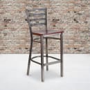 Flash Furniture XU-DG697BLAD-CLR-BAR-MAHW-GG Bar Stool w/ Ladder Back & Mahogany Wood Seat, Clear Coat Steel thumbnail 5