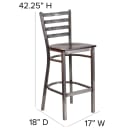 Flash Furniture XU-DG697BLAD-CLR-BAR-WALW-GG Bar Stool w/ Ladder Back & Walnut Wood Seat, Clear Coat Steel thumbnail 6