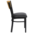 Flash Furniture XU-DG-6F2B-CIR-BLKV-GG Restaurant Chair w/ Natural Wood Back & Black Vinyl Seat - Steel Frame, Black thumbnail 2