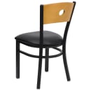 Flash Furniture XU-DG-6F2B-CIR-BLKV-GG Restaurant Chair w/ Natural Wood Back & Black Vinyl Seat - Steel Frame, Black thumbnail 3