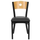 Flash Furniture XU-DG-6F2B-CIR-BLKV-GG Restaurant Chair w/ Natural Wood Back & Black Vinyl Seat - Steel Frame, Black thumbnail 4