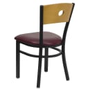 Flash Furniture XU-DG-6F2B-CIR-BURV-GG Restaurant Chair w/ Natural Wood Back & Burgundy Vinyl Seat - Steel Frame, Black thumbnail 3